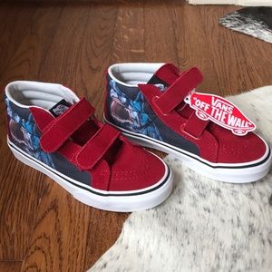 Vans high top velcro kids shark red/navy size 1